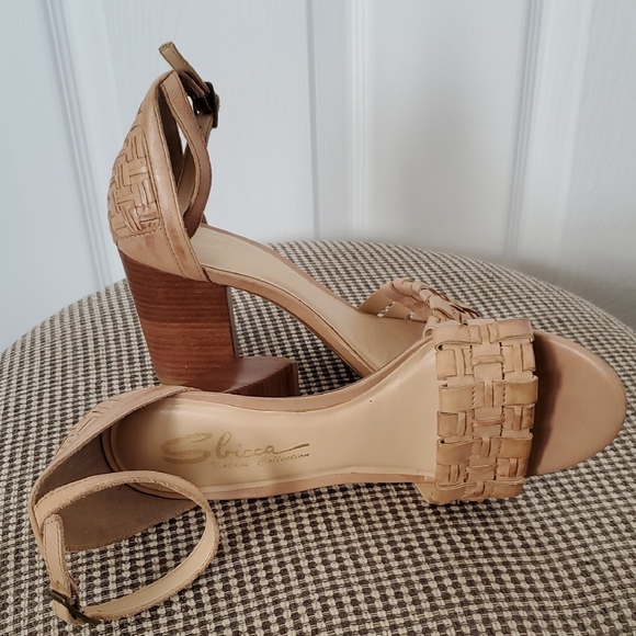 Sbicca Vintage Collection 7M Nude Woven Block Heel - Picture 2 of 5